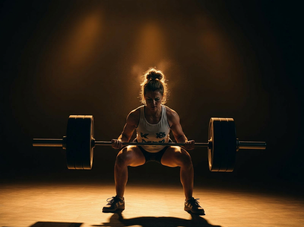 Powerlifter setting up for a deadlift